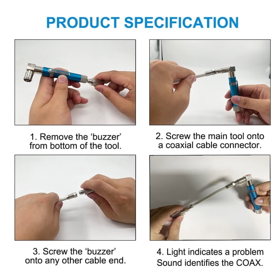 Pocket Coax Cable Tester with Audible Beep and LED Voltage Protected Continuity Tracer