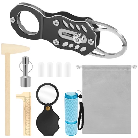 Pocket Coin Pinger Tester Kit - Portable Coin Resonance Testing Tool with Hammer & Magnifying Glass for Gold Silver Bullion Collectors