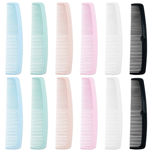 DF 12PCS Dual Density Hair Pocket Comb, Pocket Size Plastic Detangling Combs for All Hair Types, Fine & Wide Tooth Comb Set for Women, Men, Kids, Home & Travel Use