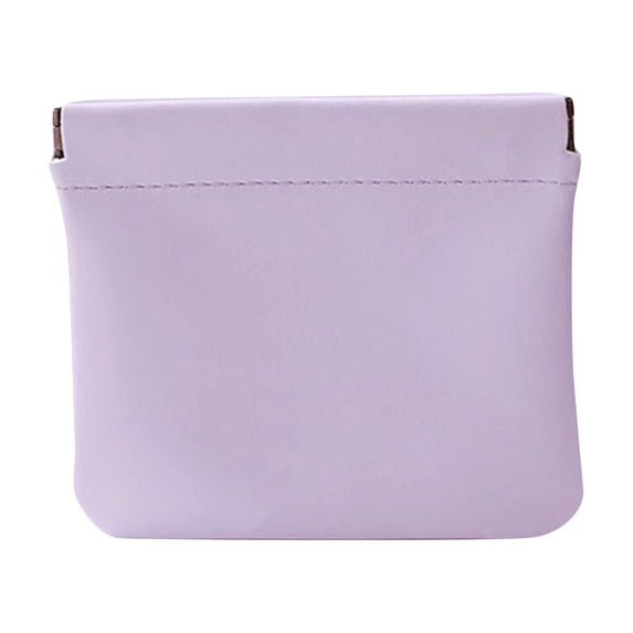 Pocket Cosmetic Bag, Auto Close Squeeze Leather Makeup Pouch Travel Toiletry Organizer Portable Jewelry Case Small Coin Purse Handheld Beauty Storage Pouch 4.33x4.72in Light Purple