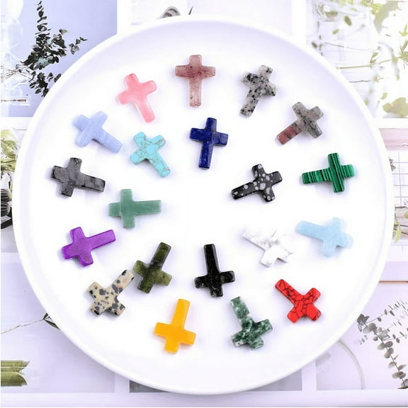 Pocket Cross, Mini Crosses, Natural Cross Crystal Stones, Cross Shaped Worry Stones Gemstones, for Palm Pocket Charm and Gift Valentines Easter Decor