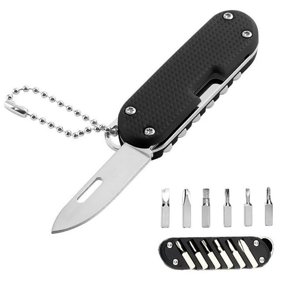 Pocket Cutter 6-Bit Screwdriver Multipurpose Cutting Tool Mini EDC Tool Keychain Adjustable Screwdriver Travel Outdoor Tools