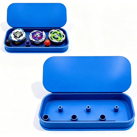Pocket Deck Box Compatible with Beyblade X - Ultra-Compact Storage for 3 Spinning Top (Blue)
