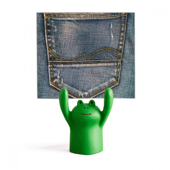Pocket Denim Jean Cowboy Lining Textile Memo Holder Cartoon Animal Frog Stand Decoration