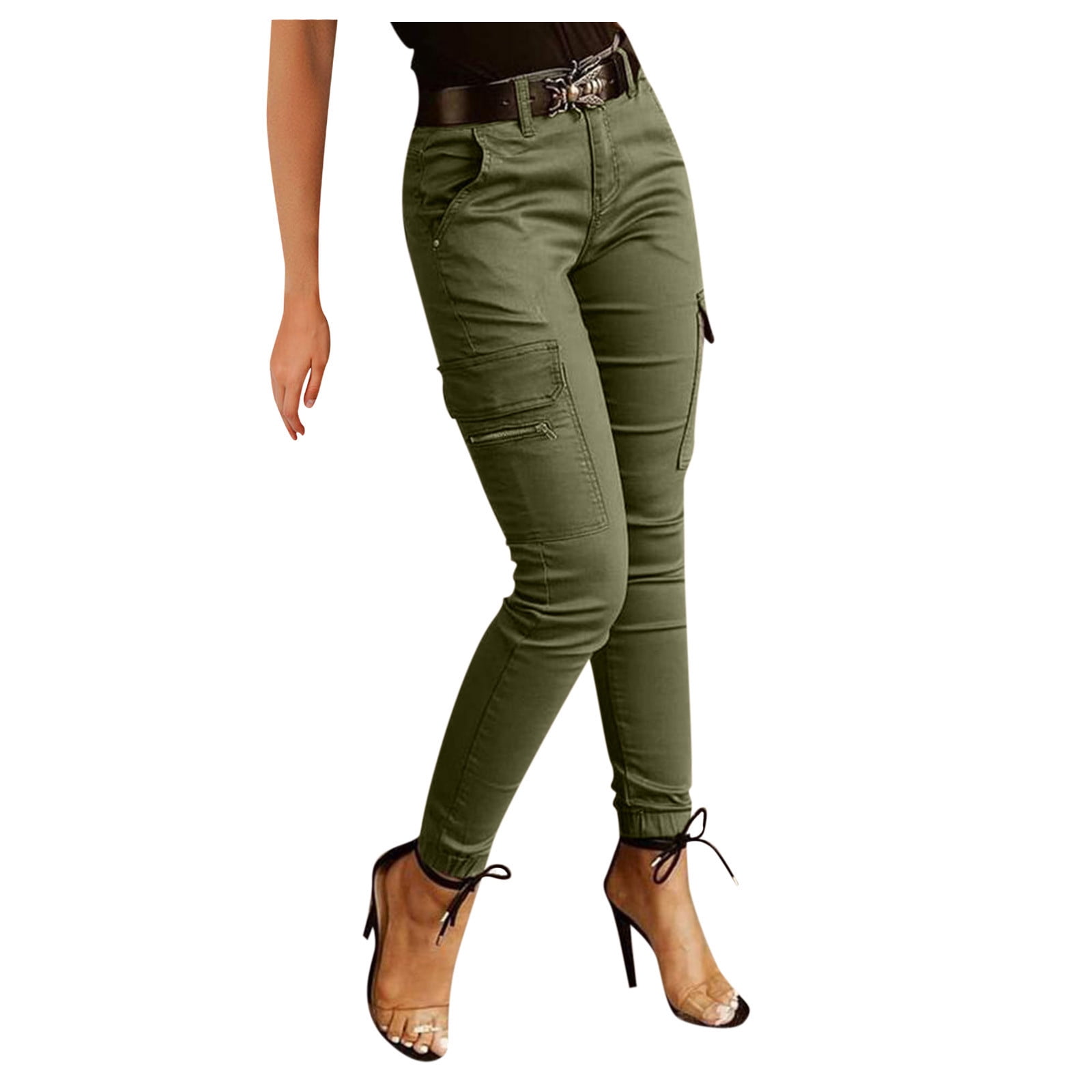 Cargo Leggings with Pockets for Women Casual Skinny Pockets High Waist Pants  Stretch Bound Feet Ripstop Cargo Trouser Army Green at  Women's  Clothing store