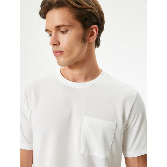 Pocket Detail Textured T-Shirt