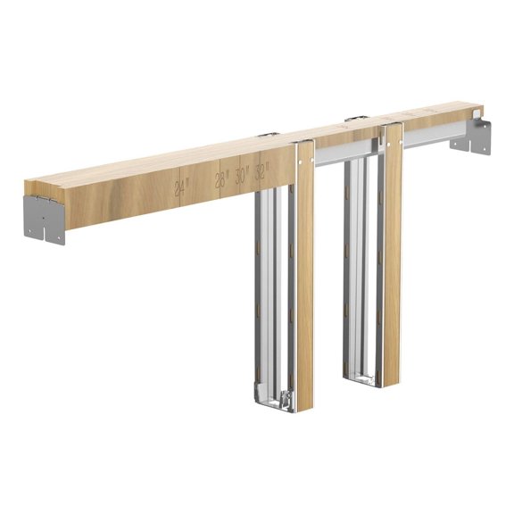 Pocket Door Frame Kit 24-36 inch, 80 inch High, Soft Close Mechanism, Sliding Door Kit for Living Room, Wood & Steel