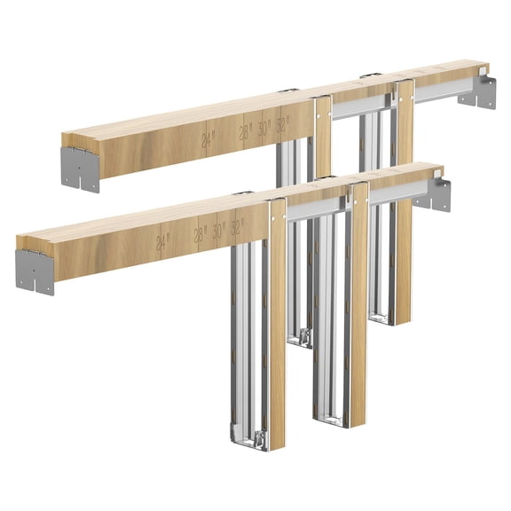 Pocket Door Frame Kit with Soft Close System, Adjustable Track for 4872 in Wide x 80 in High Doors, Heavy-Duty Galvanized Steel Frame, Space-Saving Sliding Door Hardware for Home and Office
