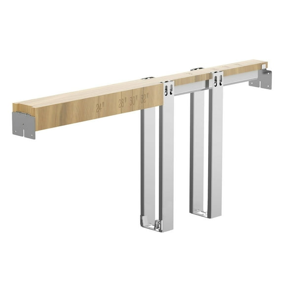 Pocket Door Frame Kit for 24-36 Inch Wide Doors, Soft Close Sliding System, Easy Installation, Galvanized Steel, Living Room & Bedroom