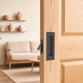 Pocket Door Handles and Edge Pull Set, 6 Inch 304 Stainless Steel Recessed Flush Hardware for Sliding Closet and Pocket Doors, 3 Pieces with Screws - Matte Black