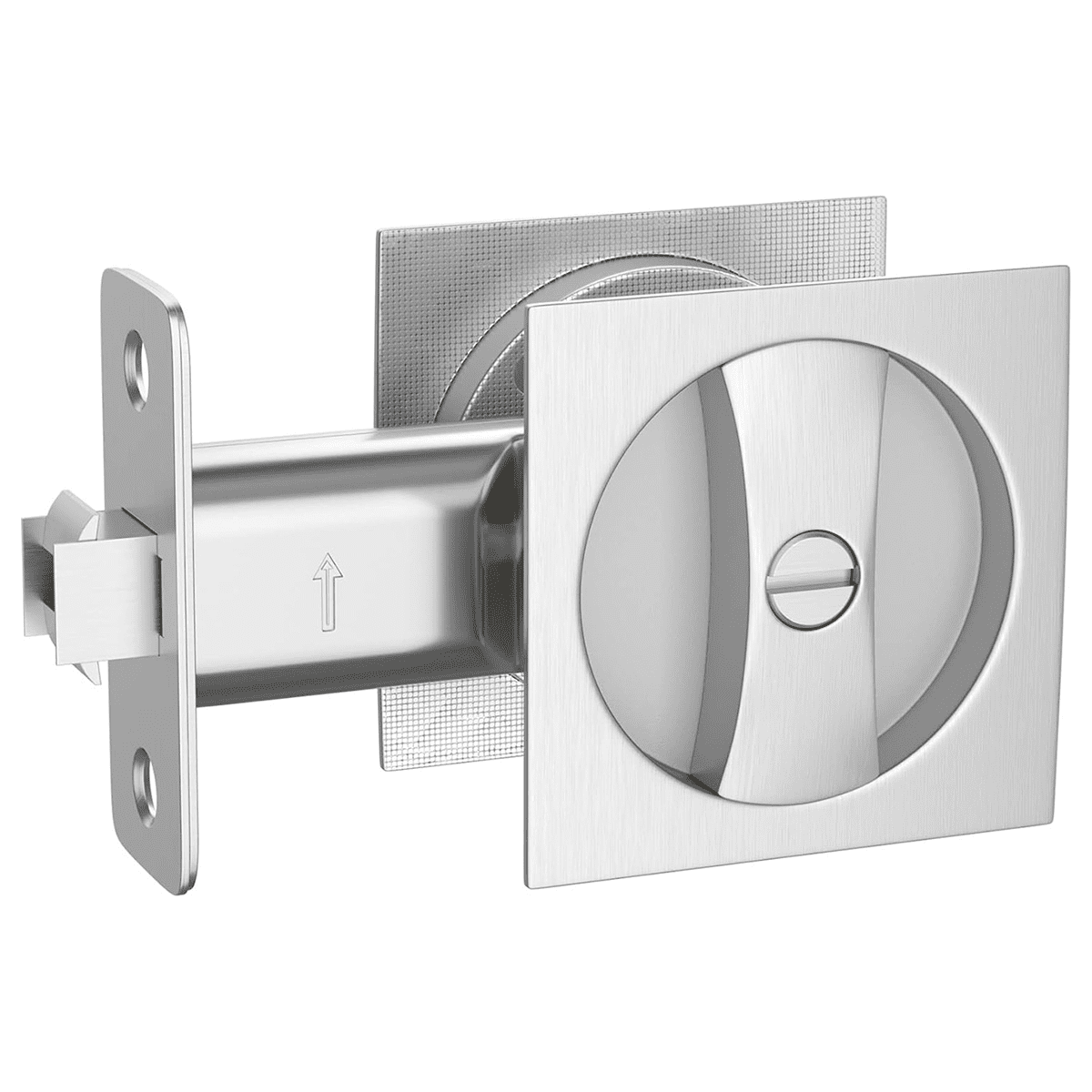 Delaney Hardware Polished Chrome Square Pocket Door Lock Set With Edge Pulls - Passage Function