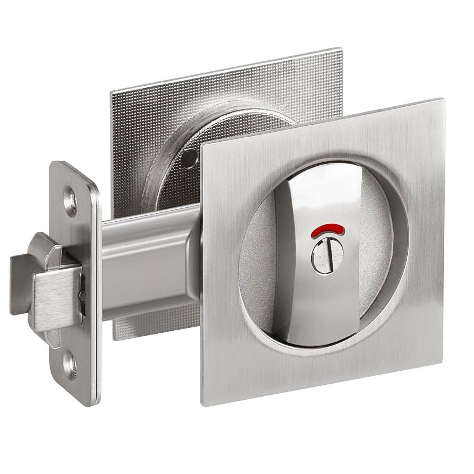 Pocket Door Lock with Indicator Light, Silver Privacy Square Pocket