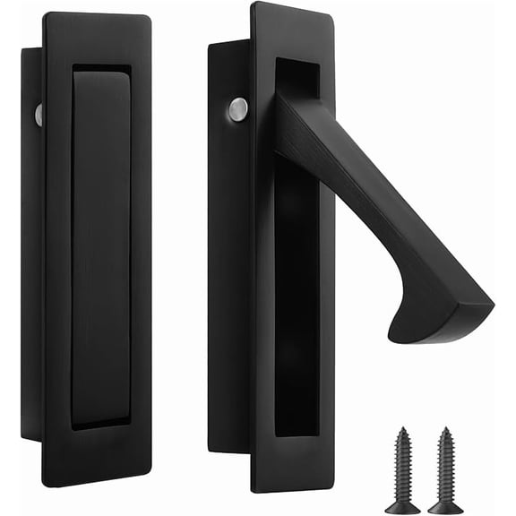 Pocket Door Pull Handle, Edge Pull, Stainless Steel Pocket Door Hardware Recessed Sliding Door Pulls Finger Flush Pull (Matte Black, 2 Pack)