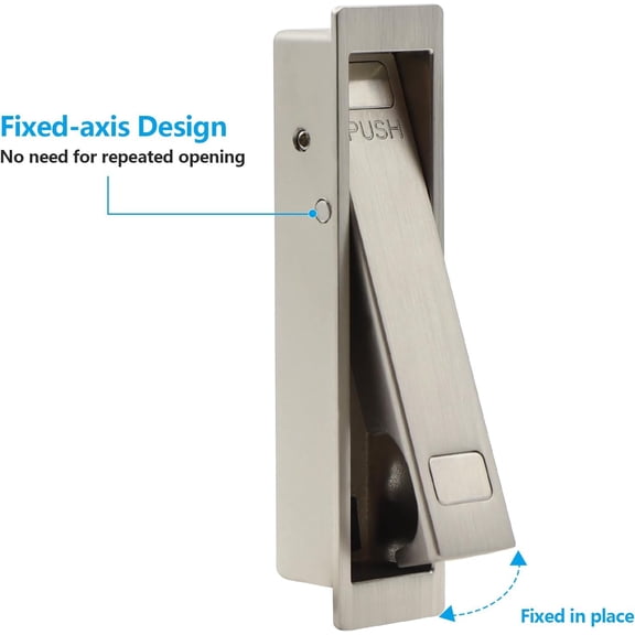Pocket Door Pull Handle, Press Finger Edge Pull, Push Flush Mount Doors Pull for Pocket Sliding Doors, Recessed Rectangular Bypass Door Hardware, Cabinet Pull(2, Brushed Nickel)