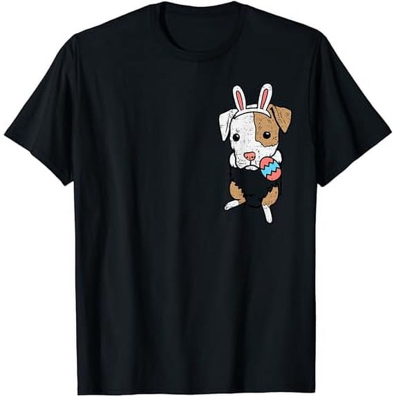 Pocket Easter Pitbull Bunny Pittie Dog Lover Men Women Kids T-Shirt