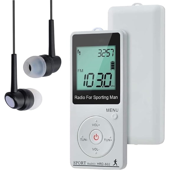 Pocket AM FM Radio, Portable Handheld Personal Radio with Earphone, Small Rechargeable Walkmans, Battery Operated Digital Tuning Volume, LED Display, Perfect for Indoor, Outdoor Jogging, Walking