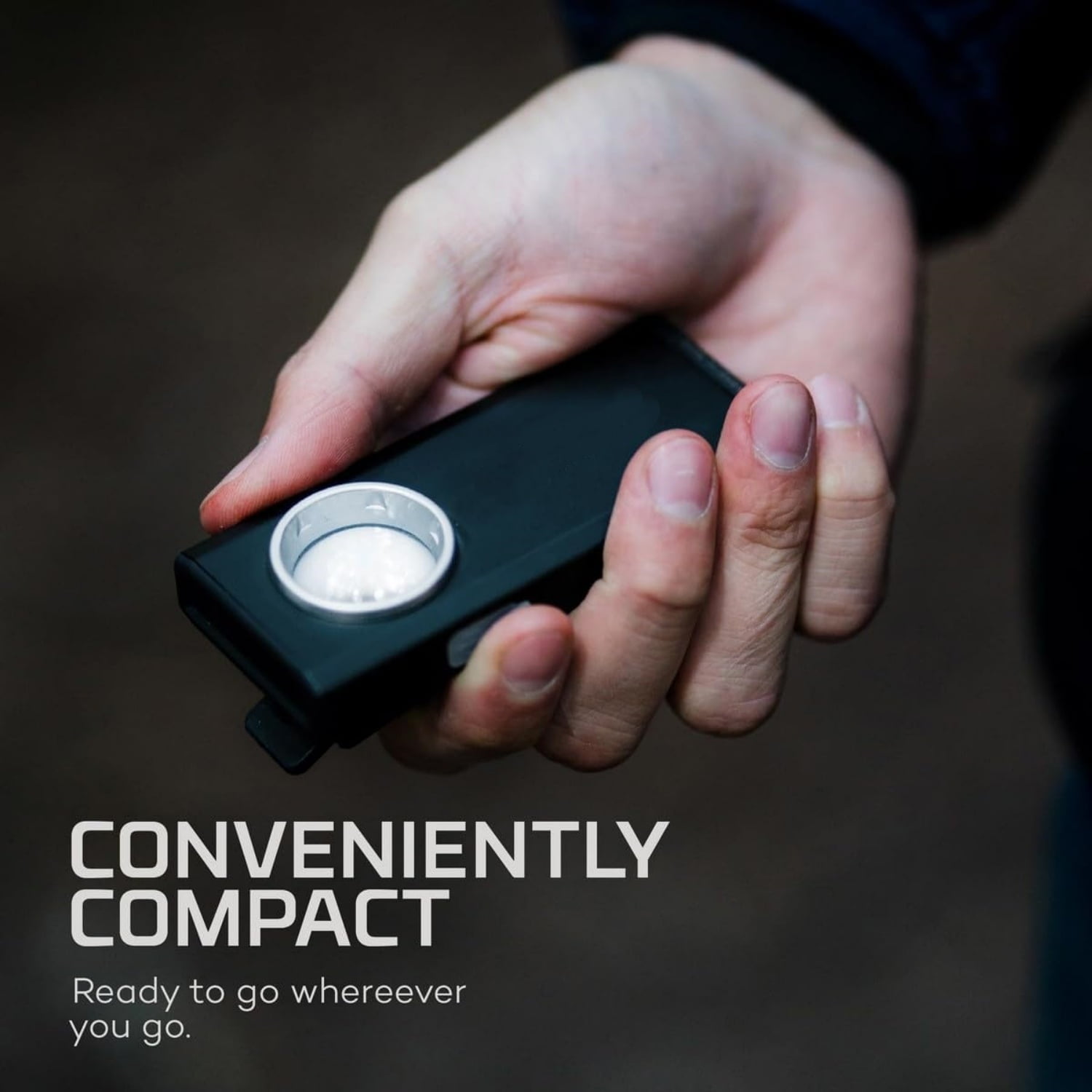 Pocket Flashlight | 500 Lumens, Rechargeable Mini EDC Work Light, Magnetic Base & Dimmable Brightness, Durable & Water Resistant, Includes Charging Cable — Black