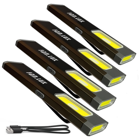 Pocket Flashlight, Compact Multi-Modes EDC Flashlights, USB-C Rechargeable, IPX4, Dual Material with Magnetic Base, Hat & Clothes Clip, Red/Blue Strobe