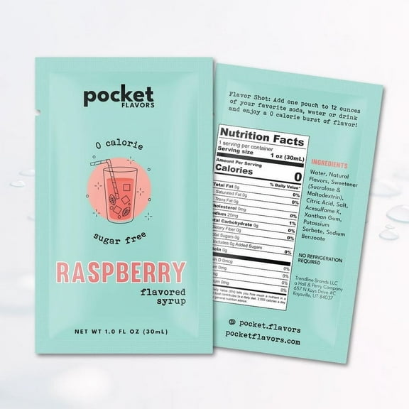Pocket Flavors Flavored Syrups Packets - Raspberry, 32 Count