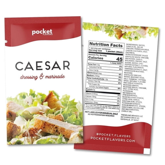 Pocket Flavors Lite Salad Dressing Packets - Caesar, 8 Count, 1 oz