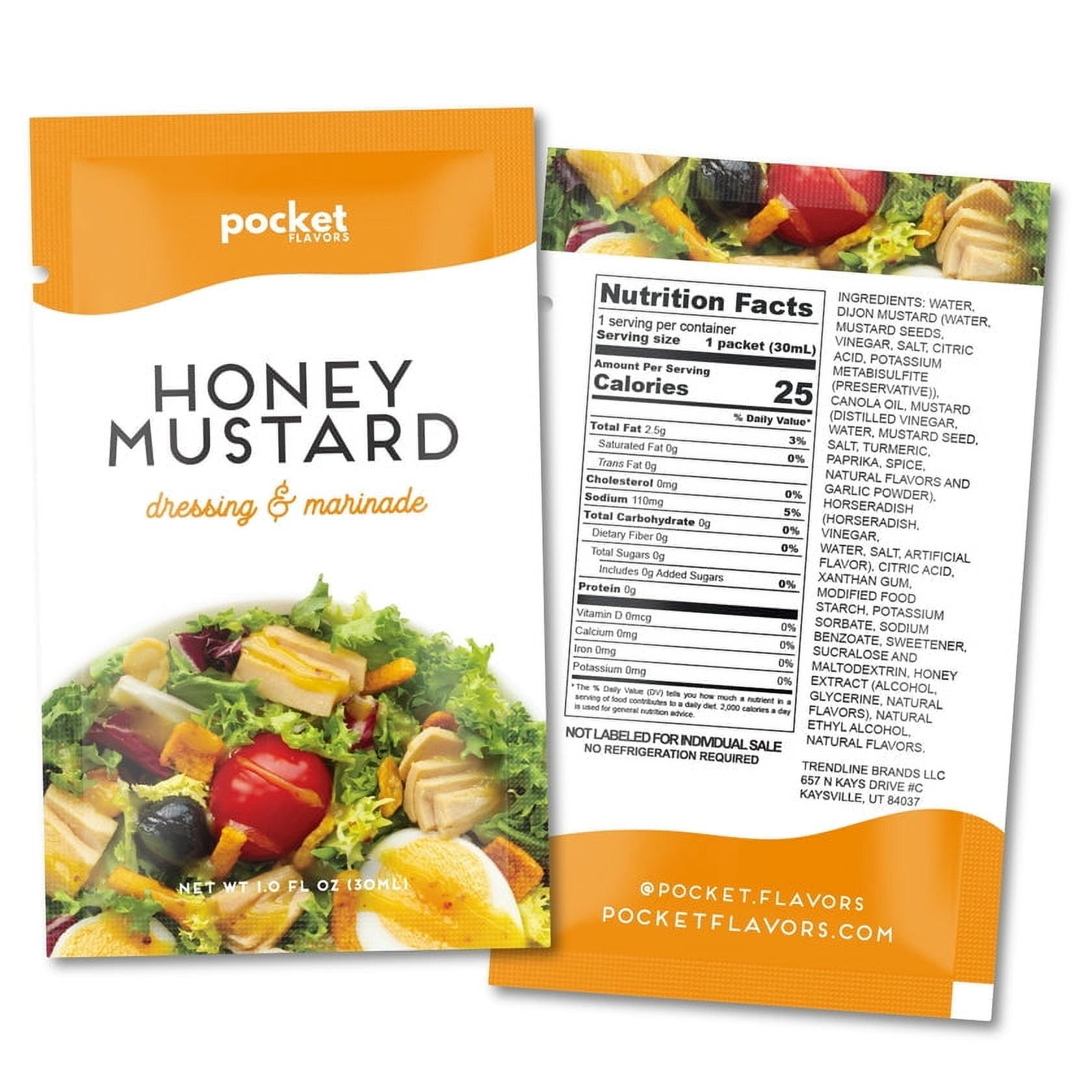 Pocket Flavors Lite Salad Dressing Packets, Honey Mustard, 8 Count, 1 ...