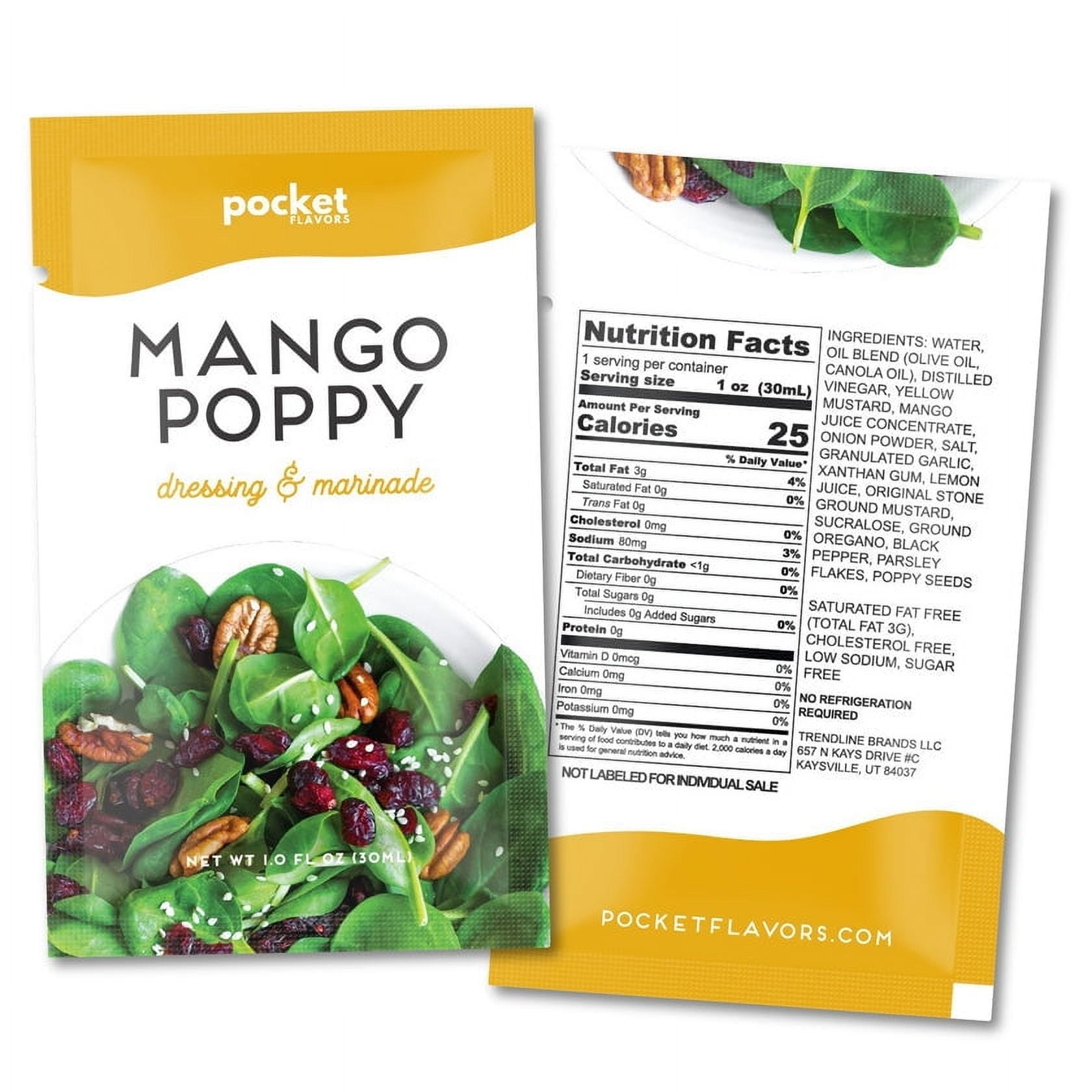 Pocket Flavors Lite Salad Dressing Packets - Mango Poppy, 8 Count ...