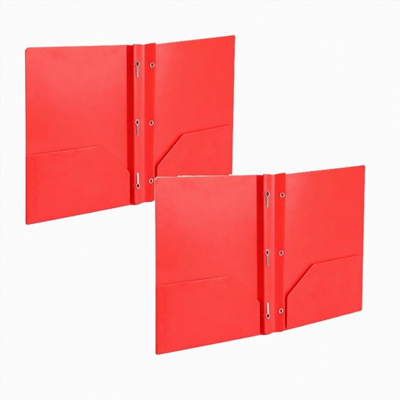 Pocket Folders with Brads, Poly Folder with Brads, 1Pc Plastic Solid Colored Folder with Pocket and Prong, 3 Brad Plastic Pocket Folder for Letter Size Paper