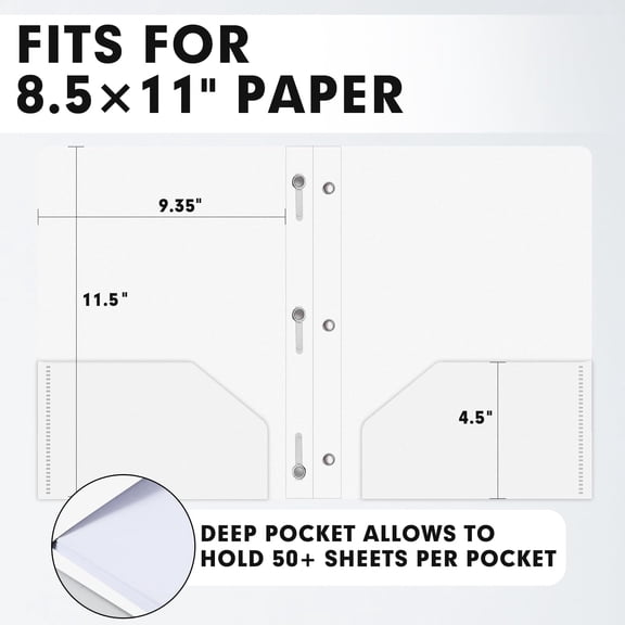 Pocket Folders with Prongs, Letter Size – Pocket Folders with Fasteners for Office & Business