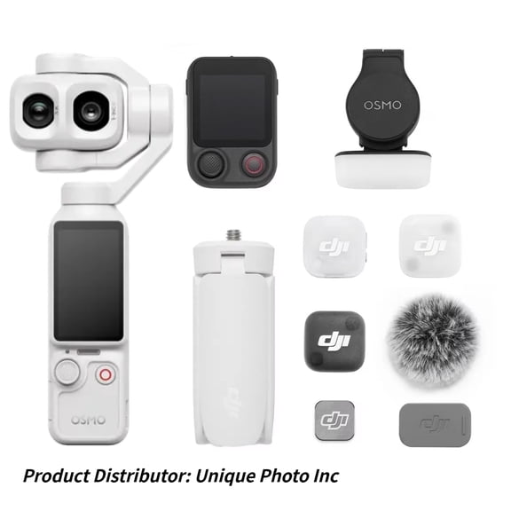 Pocket Four Pro(4P) Digital Camera, Dual-Lens for DJI, Vlog Combo, Pearl White