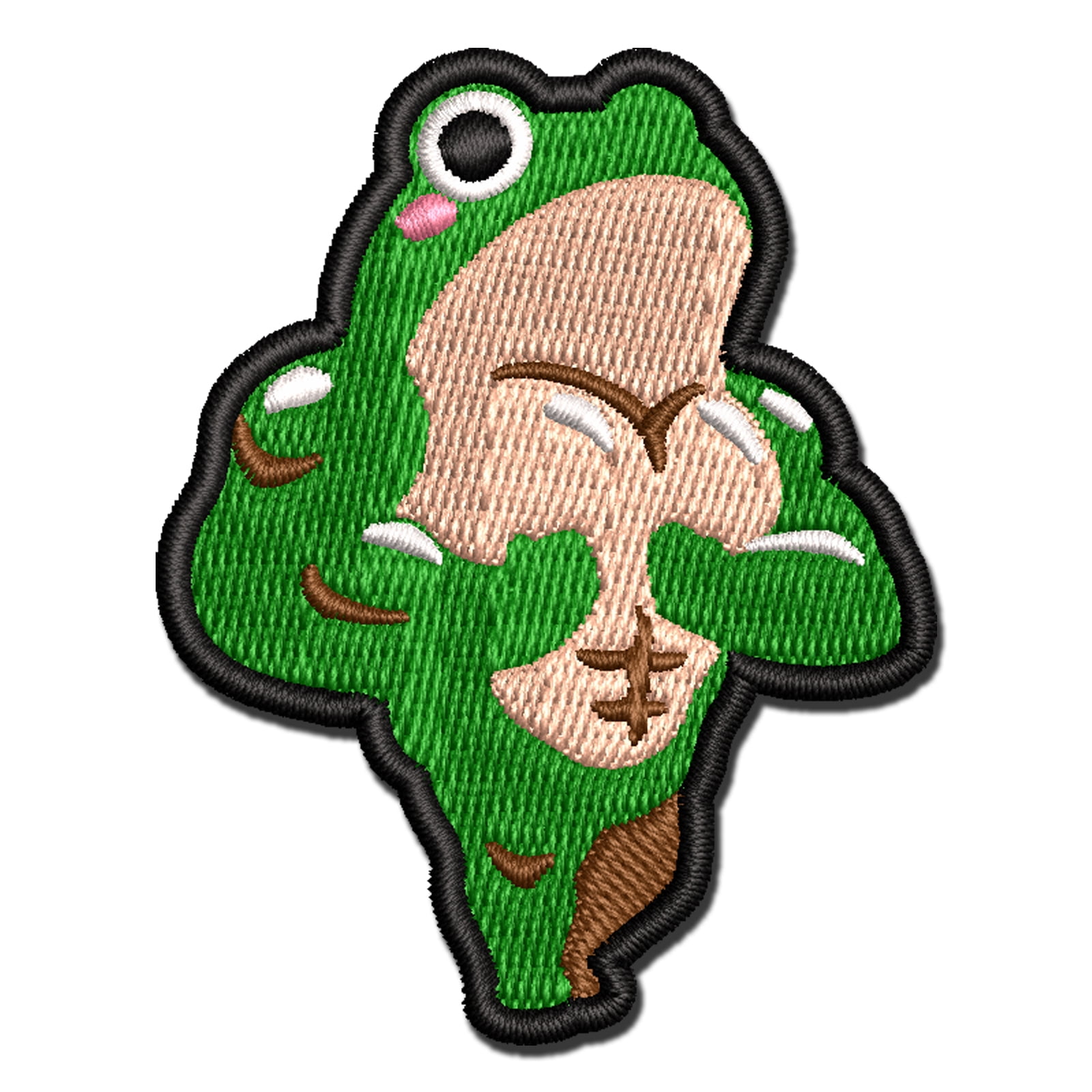 Pocket Frog Buff Muscles Funny Applique Multi-Color Embroidered Iron-On Patch - 3.5 Inch Large