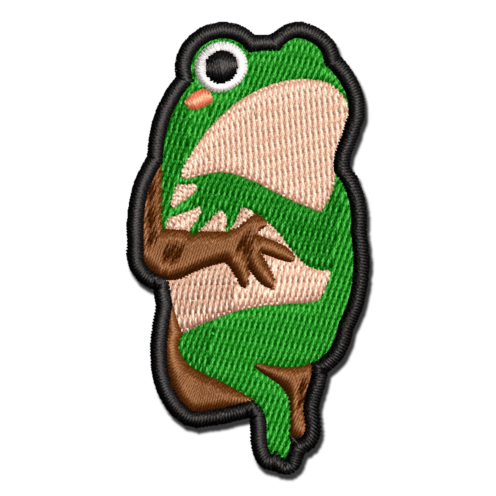 Pocket Frog Shy Toad Funny Applique Multi-Color Embroidered Iron-On Patch - 3.5 Inch Large