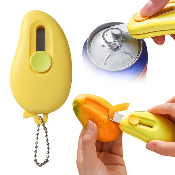 Pocket Fruit Peeler with Key Rings,Safe Auto-Retract Design,Folding Stainless Steel Fruit Cutter for Travel Picnics Camping Outdoor Retractable Vegetable Peeler Mango-Shaped Kitchen Gadgets, Mini