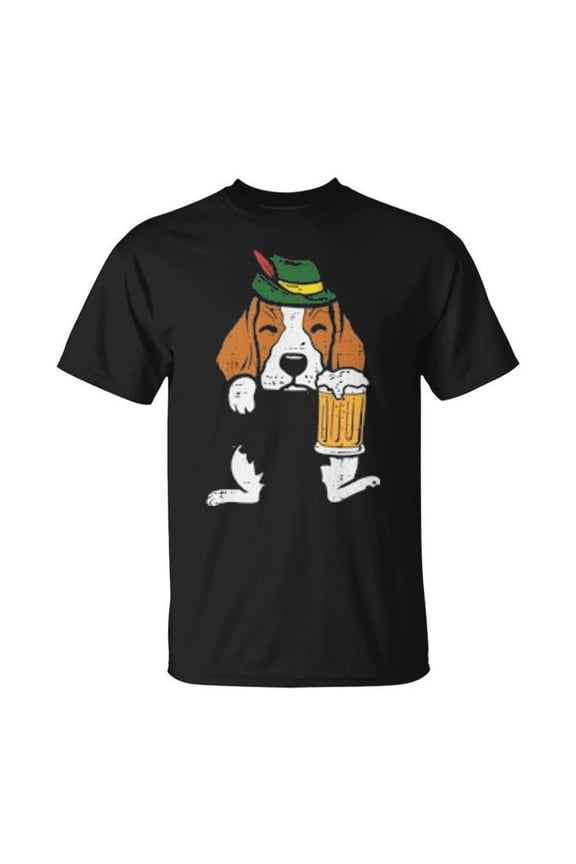 Pocket German Beagle Feet Oktoberfest Graphic Tee Unisex Adult Cotton T-Shirt Bavarian Dog Design Comfortable Casual Wear for Dog Lovers and Festival Fans, Size S, Color Black