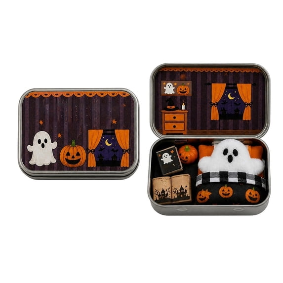 Pocket Ghost in A Box Adopt A Ghost Decor, Halloween Table Shelf Ornament, Boo Basket Stuffer for Office Desk Decor 1 Pack