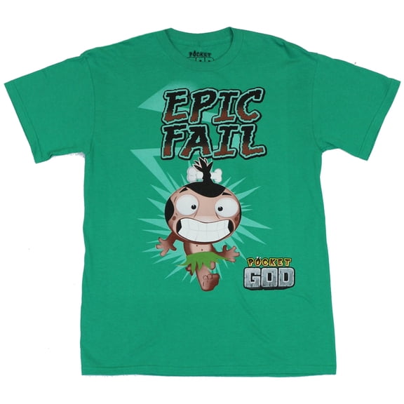 Pocket God (Blockbuster App) Mens T-Shirt  - Epic Fail Shocked Villager Imag (Large)