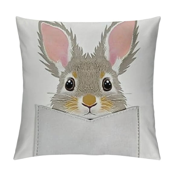 Pocket Graphic Rabbit Pet Throw Pillow,  Multicolor