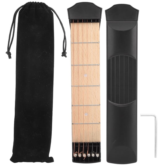 Pocket Guitar Portable Black 6-Frets with Mahogany Fingerboard Small Musical InstrumentBlack