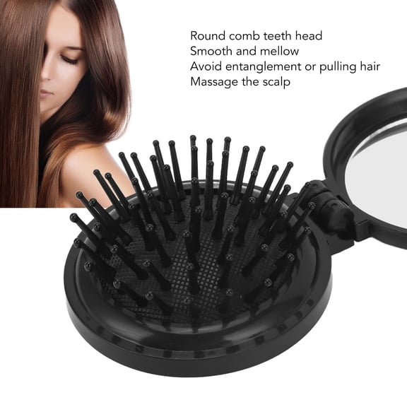 Pocket Hair Brush With Mirror, Ergonomic Design For All Hair Types, Convenient Touch,Ups