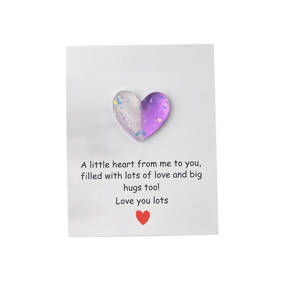 Pocket Heart Valentines Day Gift,Soft Romantic Comfort Token for Girlfriend Husband Wife Birthday Anniversary or Holiday,Portable Emotional Keepsake for Family Colleagues Home Office-Purple