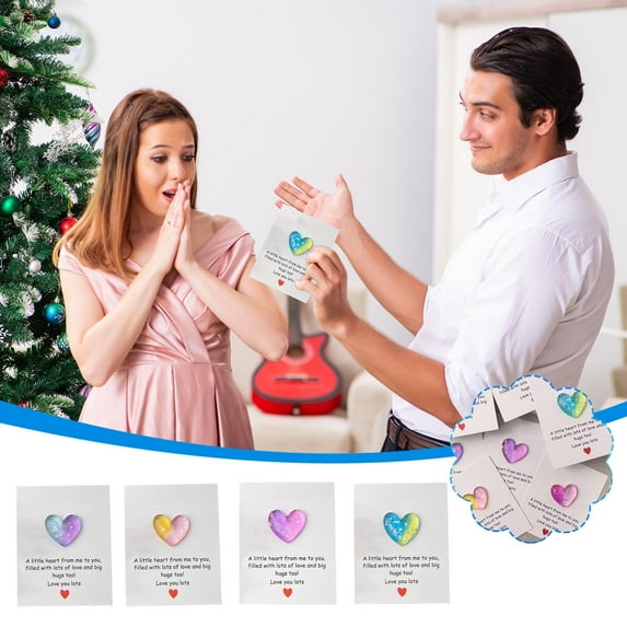 Pocket Heart With Greeting Card Relationship Gift For Girlfriend Wife Mom Birthday Valentine Decor