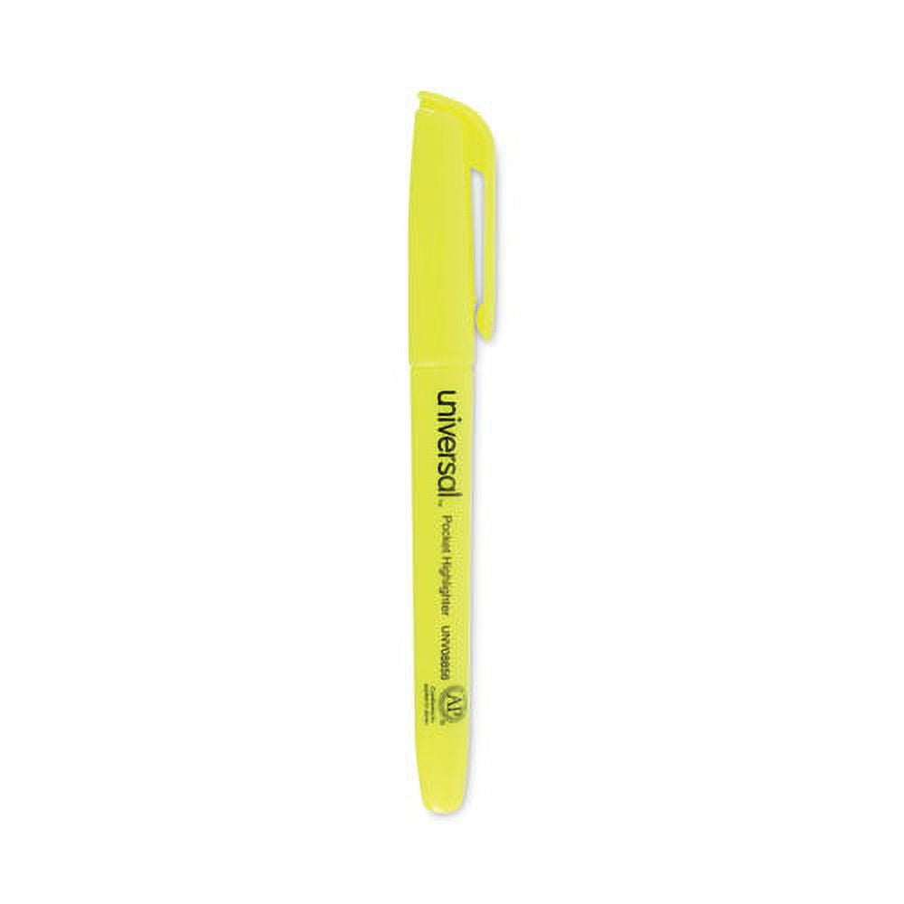 Pocket Highlighter Value Pack, Fluorescent Yellow Ink, Chisel Tip, Yellow Barrel, 36/pack | Bundle of 2 Packs