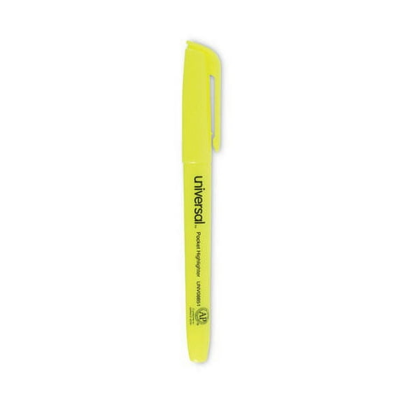 Pocket Highlighters, Fluorescent Yellow Ink, Chisel Tip, Yellow Barrel, Dozen | Bundle of 2 Dozen