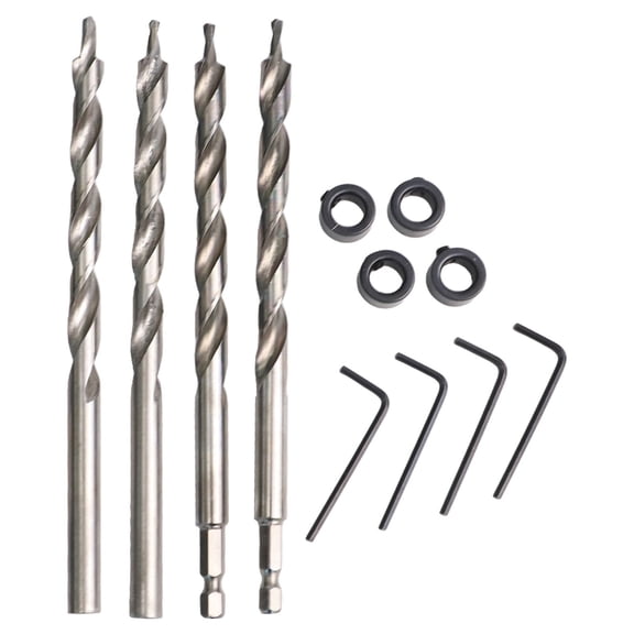 Pocket Hole Drill Bit Hex and Round w Deep Drill Stop for Pocket Hole Guide Jig