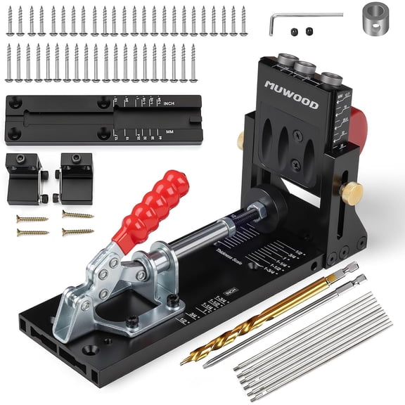 Pocket Hole Jig, Adjustable Jig Pocket Hole System, Woodworking Tools for Strong Joints, Adjustable Drill Guides for Materials 12-42mm Thick (HJ01 PRO)