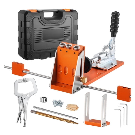 Pocket Hole Jig Kit 1/2-1-1/2in Woodworking Tool System with Case