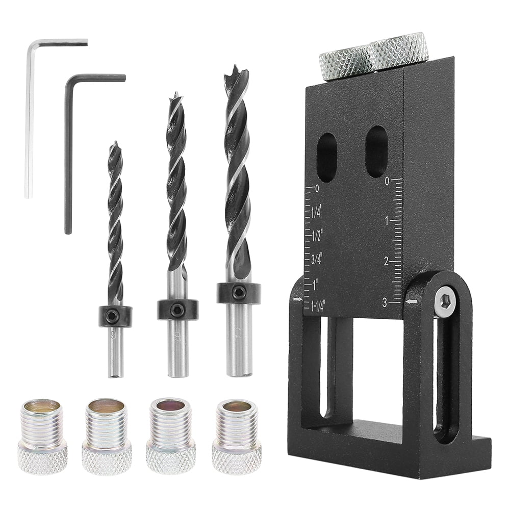 Pocket Hole Jig Kit 15 Degree Dowel Drill Joinery Kit 6 8 10mm Drive Adapter for Angle Drilling