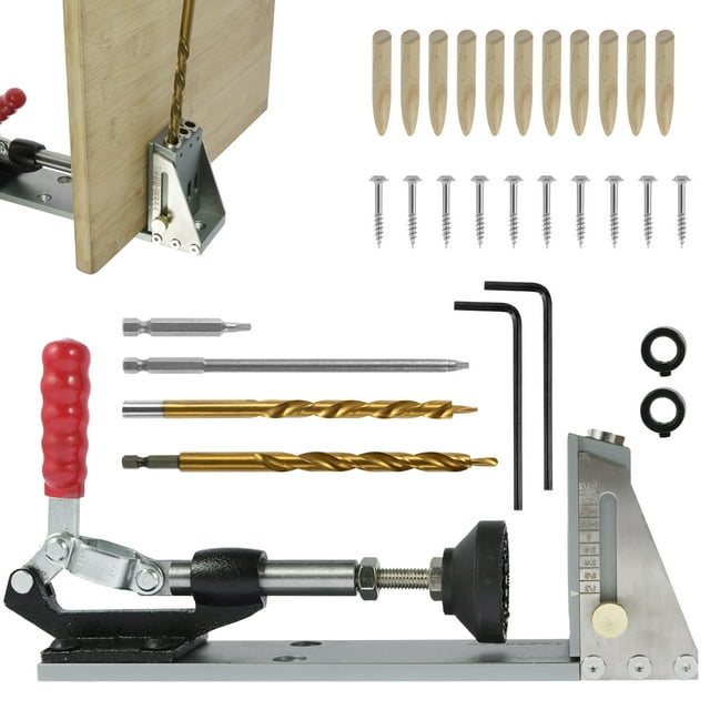 Pocket Hole Jig Kit Aluminum Alloy Pocket Screw Jig Drill Guide Multifunctional Woodworking