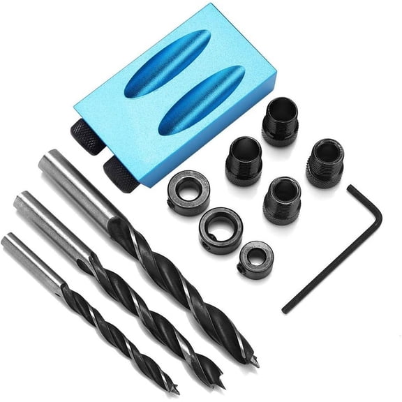Pocket Hole Jig Kit for Seamless Joinery, Joint Angle Tool with Inclined Hole Fixture for Woodwork, Aluminum Alloy Construction Ensures Durability and Portability, Ideal for