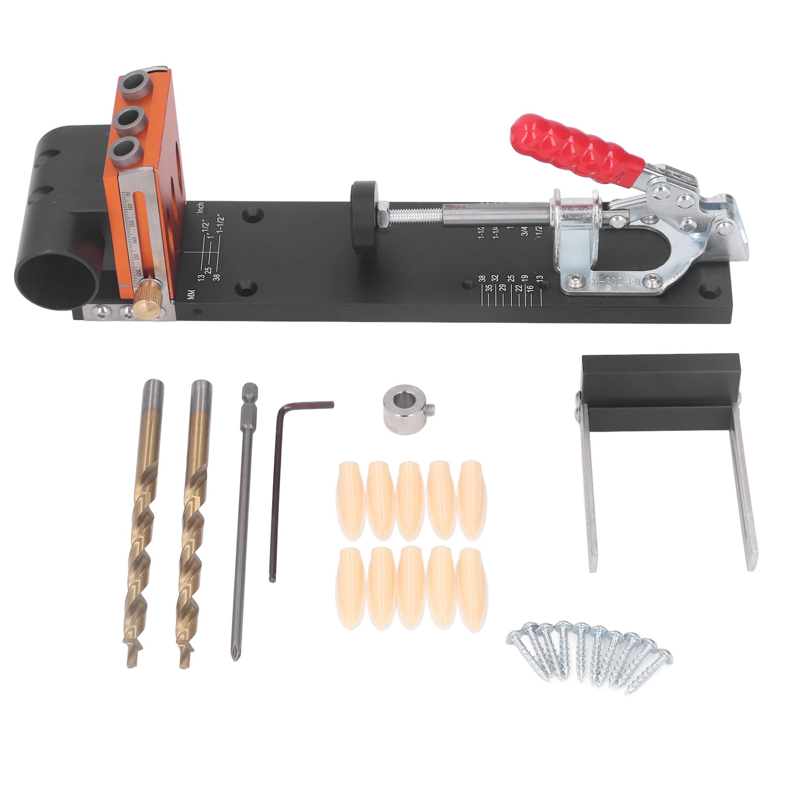 Pocket Hole Jig Kit Woodworking Doweling Drilling Guide Kit Self Centered Adjustable Drilling