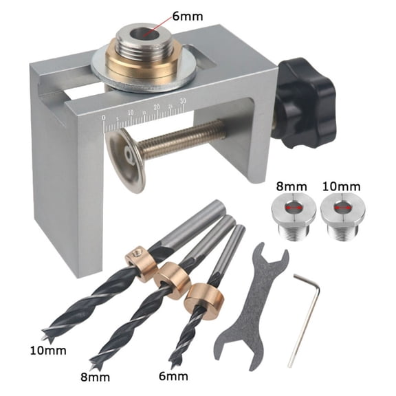 Pocket Hole Jig Kits Drill Template Dowel Hole Guide for Woodworking Pocket Doweling Jig Kits Tool Puncher Woodworking